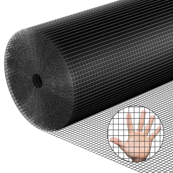 Hardware Cloth 1/2 inch 48 x 100 ft Heavy Duty Black Chicken Wire Fencing 19 Gauge Vinyl Coated Welded Wire Mesh Roll PVC Hardware Cloth Chicken Wire Fencing Garden Fence Tree Guard