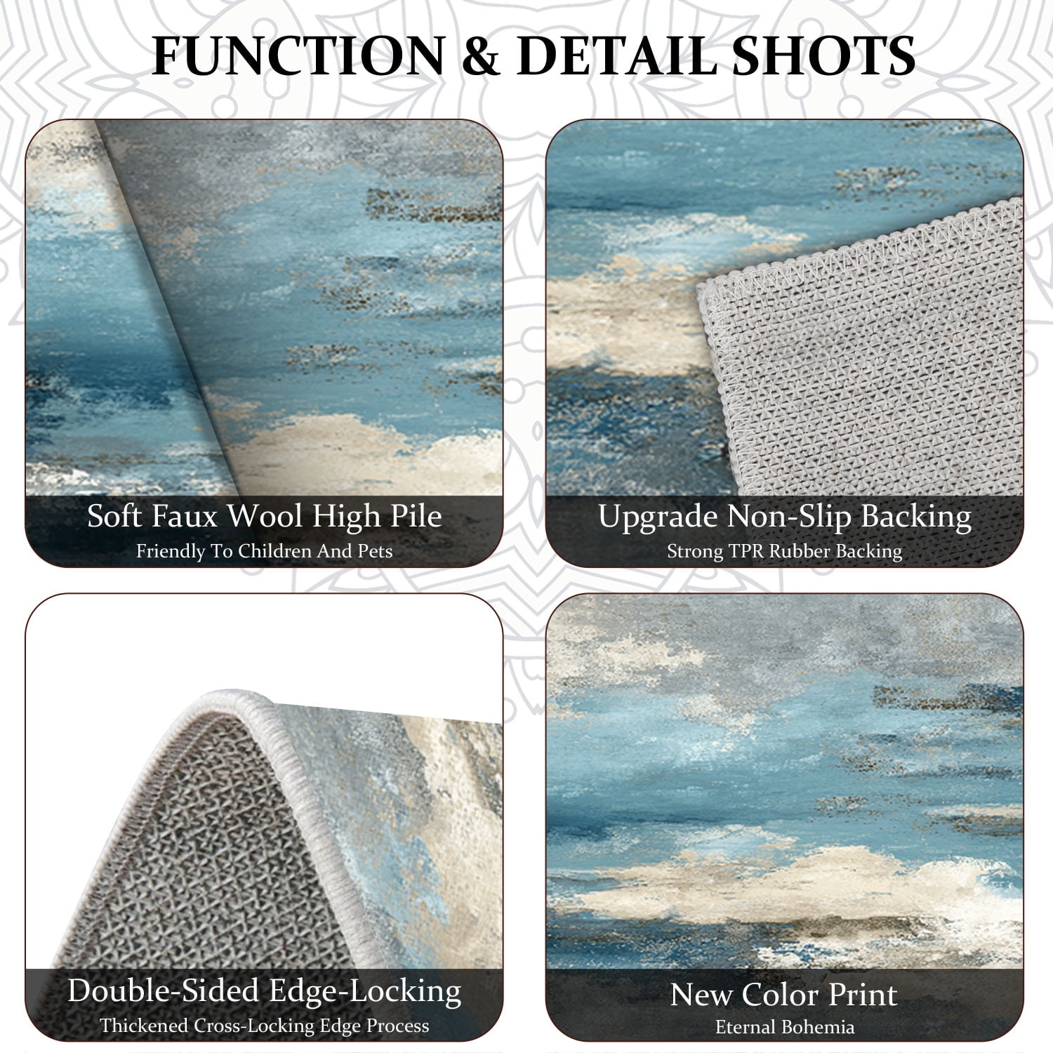 3 Piece Kitchen Rug Set, Non-Slip And Washable, Abstract Pattern Kitchen Hallway Rug, Soft And Comfortable, Suitable For Sinks, Floors, Entrances, Hallways and Bathrooms