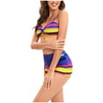 thumbnail image 4 of UPPADA Beachwear Women Summer - Womens Striped Bikini Keyhole Swimsuits 2 Piece Bathing Suits with Shorts Tummy Control, 4 of 7