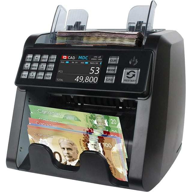 Money Counter Machine Mixed Denomination, Value Counting, Multi Currency Bill Counter, Serial Number, 2 CIS/UV/MG/MT/IR Counterfeit Detection, Bill Counter for Various Business