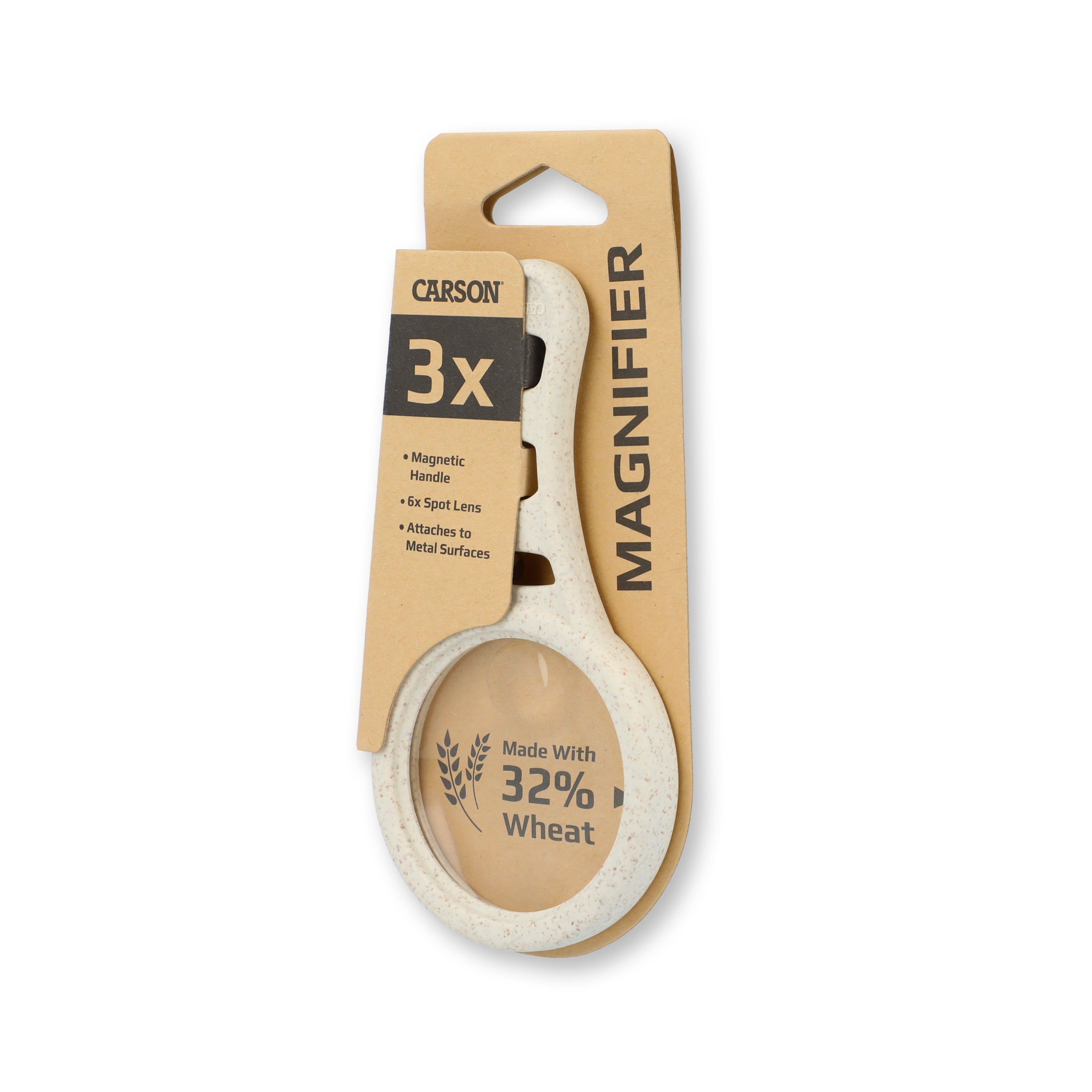 (4 pack) Carson MagnetMag Wheat Magnifier 3x Magnification with 6x Spot Lenses Attaches to Metal Surfaces like Refrigerators