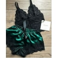 thumbnail image 2 of Douhoow Women Satin Lace Sleepwear Camisole+Shorts Pajama Set Summer Sleeveless Nightgown, 2 of 3