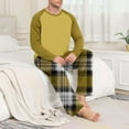 thumbnail image 4 of KyCheLot Men's Pajama Set Crewneck Long Sleeve Tees Stretchy Elastic Waist Wide Leg Pants Comfy Sleepwear, 4 of 7