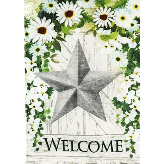 Evergreen Burlap Garden Flag - Galvanized Star, High Quality, Durable Burlap, Decorative Seasonal Flag, Size - 12.5" x 18"