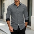 thumbnail image 2 of YSUEJPF Mens Dress Shirts Business Casual Button Up Shirts Color Block Long Sleeve Collared Workwear with Pockets, 2 of 7