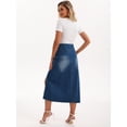 thumbnail image 4 of DARING DIVA Women's Midi Denim Skirt Side Split Rhinestone Jean Skirts X-Large Dark Blue, 4 of 7