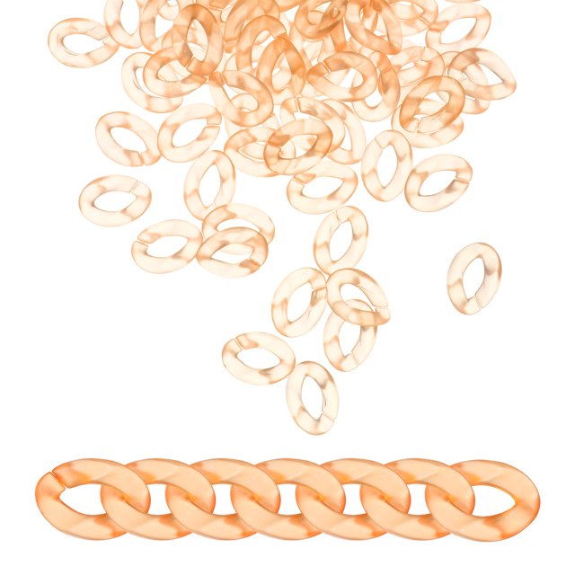 Unique Bargains 100Pack Acrylic Chain Linking Rings, Transparent Plastic Chain Links, Orange