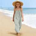 thumbnail image 5 of Ashyfjp Girls Dresses Casual Striped Printed Sleeveless Camisole Pajamas with Drawstring, Trendy Loose Comfortable Breathable Sundress for Girls, Size 5-14, 5 of 9
