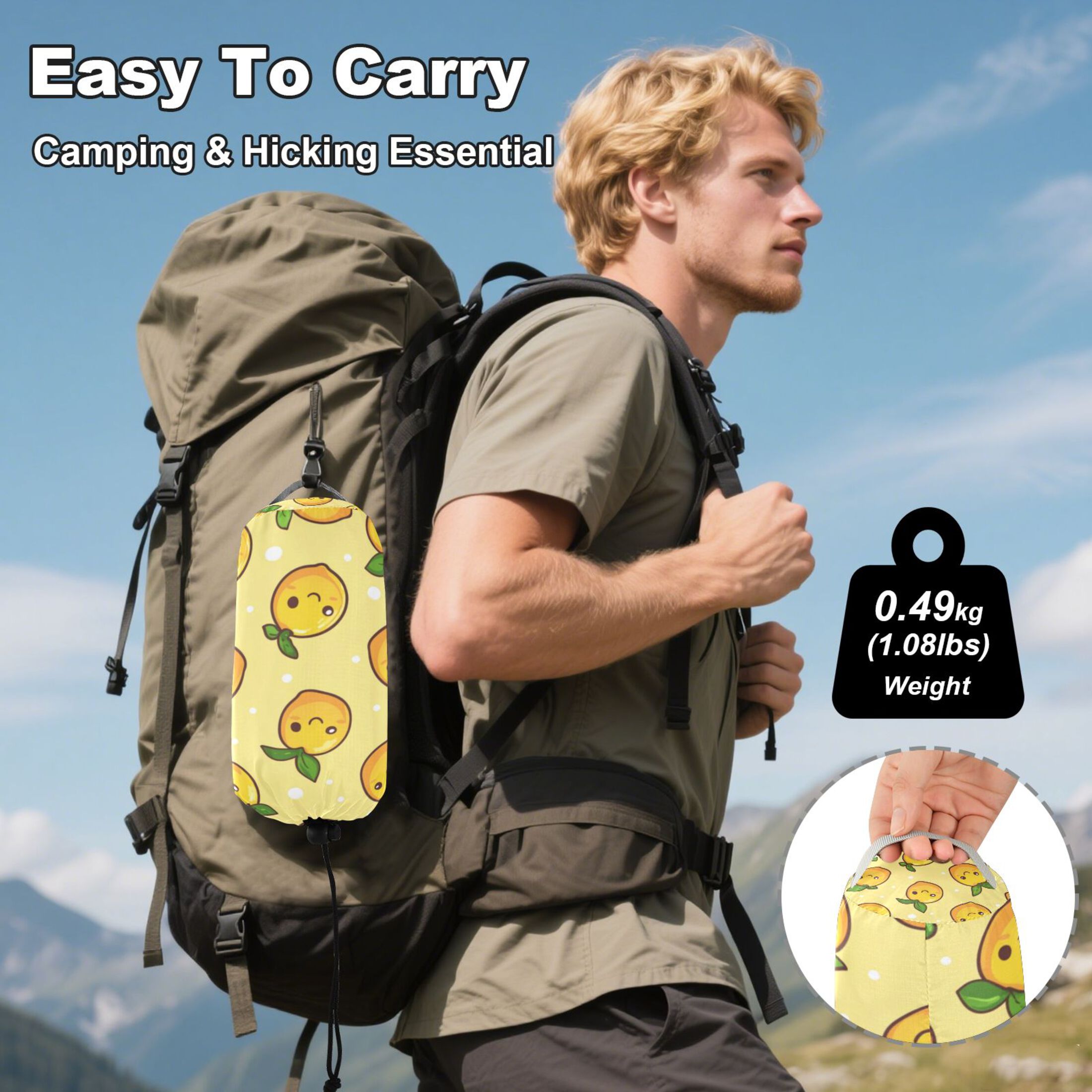 Hammock Camping Hammock Nylon Portable Hammock Travel Camping Hammock Cartoon Smile Lemon