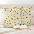 thumbnail image 3 of Sunflower Bee Pillow Covers 2 Pack Country Summer Floral Bee Nest Linen Texture Pillowcase Waterproof Outdoor Throw Pillow Cover for Patio Garden Square Cushion 20”x20”, 3 of 9
