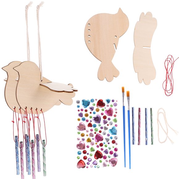 SHOWERORO Back to School 1set Diy Bird Wind Chime Kit For Art Project Educational Craft For Home Garden And School Decor