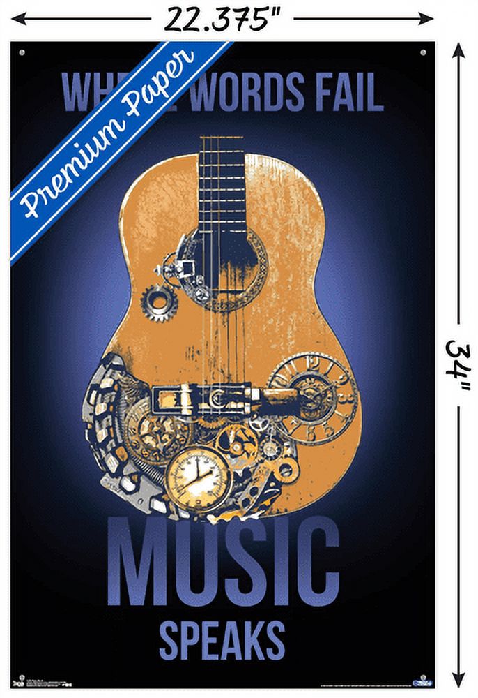 Music Speaks Wall Poster with Push Pins, 22.375" x 34"