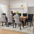 thumbnail image 5 of DONICK Velvet Upholstered Dining Chairs , Kitchen & Dining Room Chairs, Nailheads Tufted, Soft, Solid Wood Frame (Black Grey, Set of 6), 5 of 12