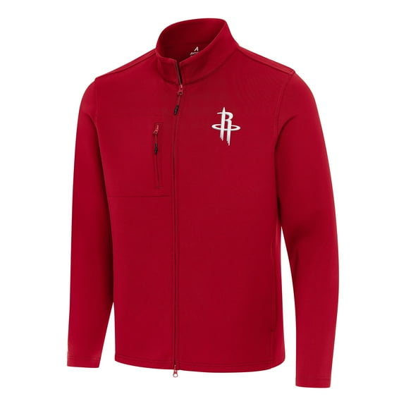Men's Antigua Red Houston Rockets Objection Double-Peached Full-Zip Jacket