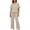 Beige, variant on Womens Sets 2 PC Short Sleeve Tee Shirts Crew Neck Full Length Loose Fitted Pants Daily Wear Casual Sets for Women