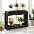 thumbnail image 3 of YOCWO Console Table with 2 Drawer and Open Storage Shelves, Sofa Table Entryway Table with Curved Edge and Carved Ratten Drawer for Living Room Hallway Bedroom, Black, 3 of 6