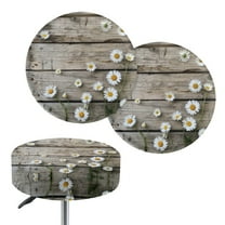 ZIATUBLE Wooden Daisy Bar Stool Seat Covers Soft Chair Stool Cushion 2 Packs with Elastic Bands Stool Seat Cover Protector 12-14 Inch Stretch Circle Chair Slipcover Home Decor