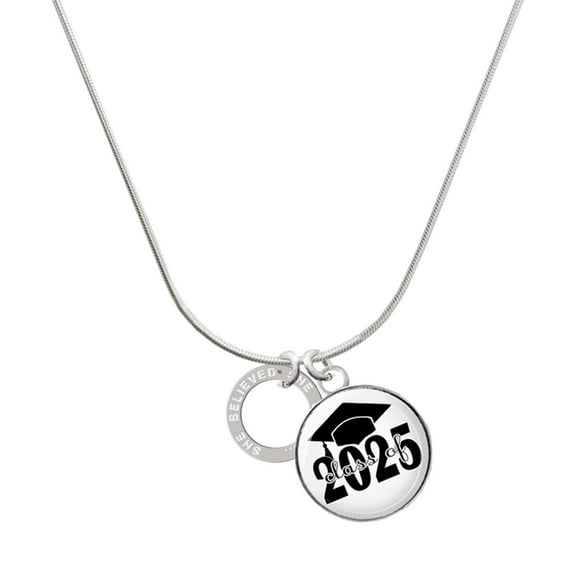 Delight Jewelry She Believed She Could Infinity Ring - Script Class of 2025 Dome Charm Necklace, 18"