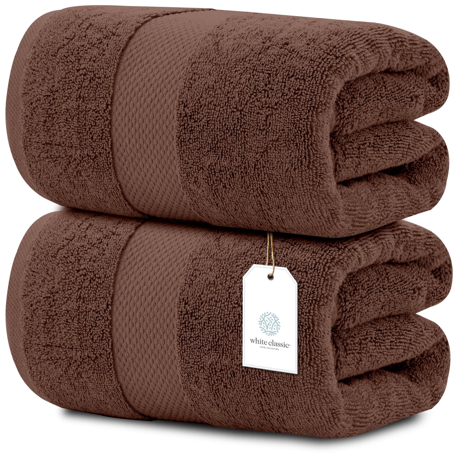 White Classic Hotel Collection 650 Gsm Cotton Bath Sheet Towels, Oversized Bathroom Towels, Brown, 35 x 70, 2 Pack