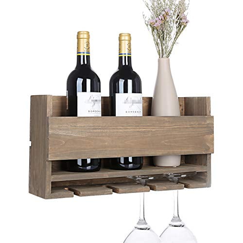 Kakivan Rustic Wall Mounted Wine Rack For 4 Red Glasses Storage Wooden Bottle Holder Farmhouse Kitchen Decor Floating Shelf Organizer Living Room Display Com Kakivan Rustic Wall Mounted Wine Rack, Wall Mounted Wine Glass Storage