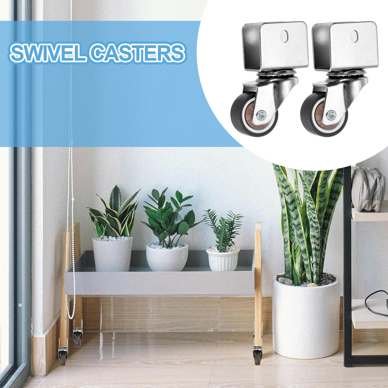 Uxcell Caster Wheels, Swivel Casters with U Bracket Opening Capacity Per Caster for Furniture Office Chairs Carts and Cabinets 1" with 0.7" U Bracket