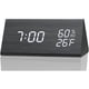 thumbnail image 1 of Reloj despertador digital, con pantalla electrónica LED de madera, 3 ajustes de alarma, detección de humedad y temperatura, relojes eléctricos de madera para dormitorios, mesitas de noche, 1 of 8