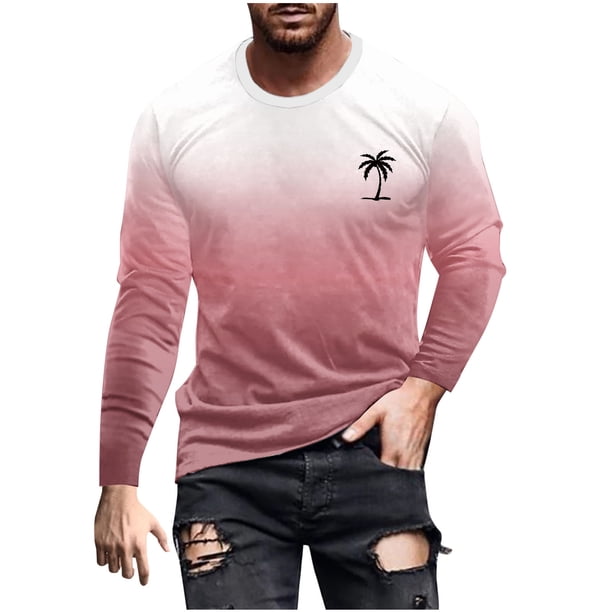 Blusas y camisas de manga larga y cuello redondo para hombre, camisetas casuales con estampado de moda y cuello redondo, blusas de licra de manga corta para hombre.
