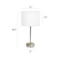 thumbnail image 3 of Simple Designs Brushed Nickel Stick Lamp with Fabric Shade, White, 3 of 3