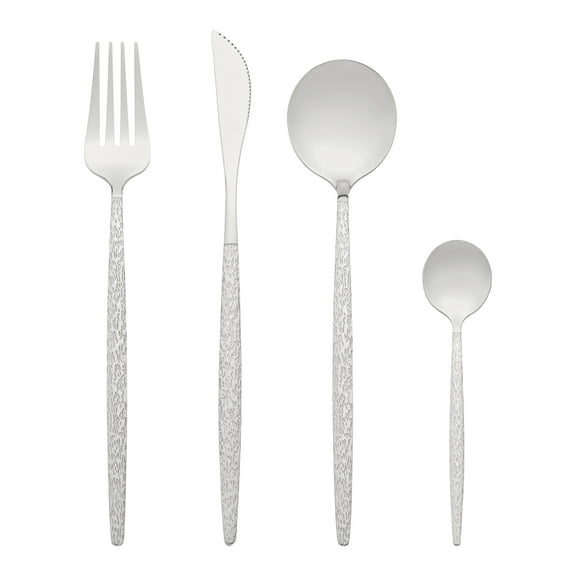 REGALWOVEN 24 Pieces Silverware Set, Stainless Steel Flatware with Knife, Spoons and Fork, Mirror Polished Cutlery Serving Utensils Set Silver 24