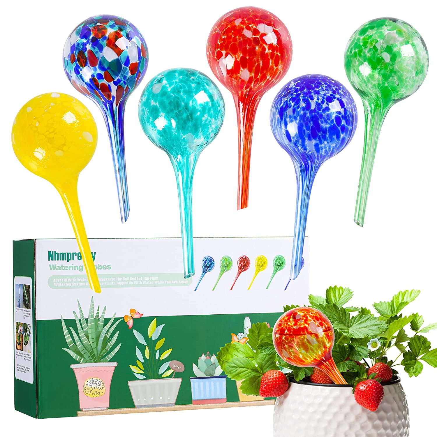 Plant Watering Globes, 1 pcs Multicolored Glass Automatic Water System