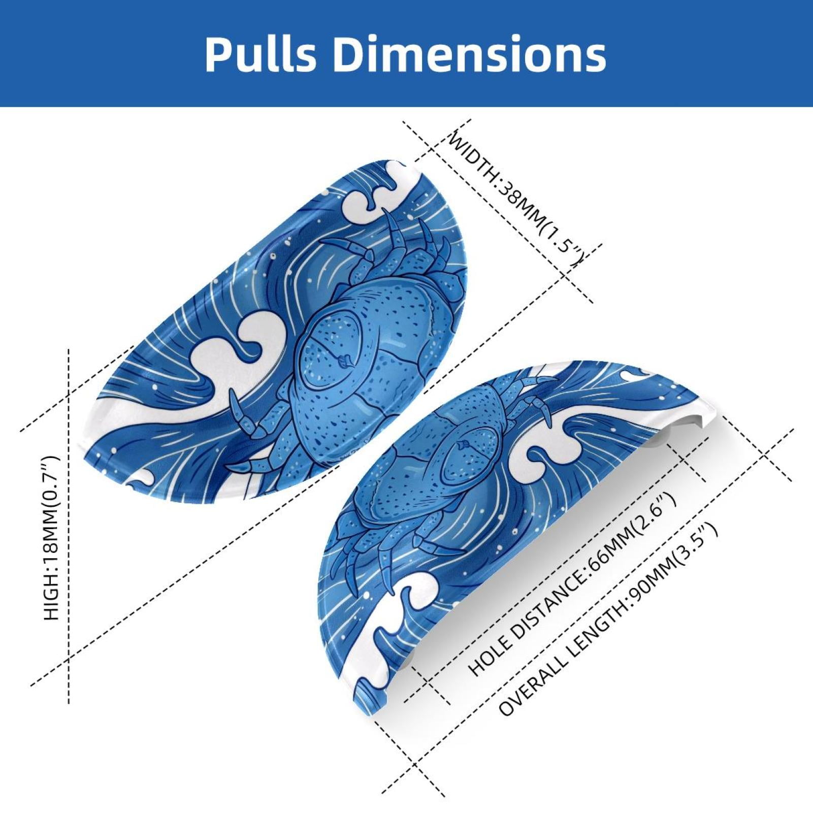 PhooArto 6 Pcs Cup Drawer Pulls, Blue Wave Carb Sea Pattern Shell Shape Handles Cabinet Knobs for Dresser Cupboard Closet Wardrobe with Screws