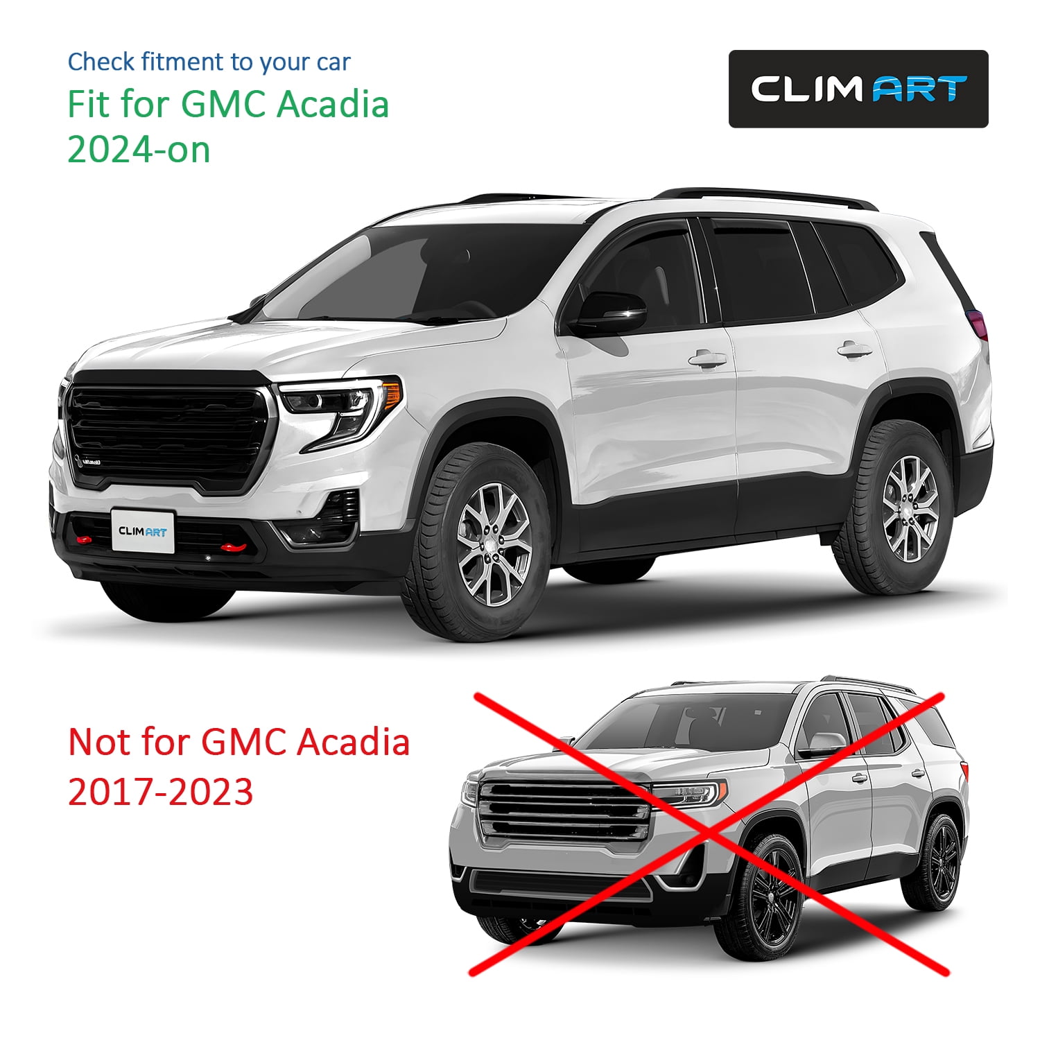 CLIM ART in-Channel Incredibly Durable Rain Guards for GMC Acadia 2024-2026, Original Window Deflectors, Vent Window Visors, Vent Deflector, 4 pcs. - 624454