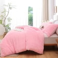 thumbnail image 4 of Sprinday 3-Piece Shaggy Plush Duvet Cover Set，King Size Pink Fuzzy Fluffy Bedding Set with 2 Pillow Shams，Zipper Closure, 4 of 8