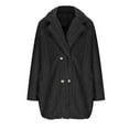 thumbnail image 4 of Luxalzxs Fuzzy Fleece Jacket for Women Fashion Long Sleeve Lapel Collar Button Down Teddy Coat Plush Warm Winter Outwear Jackets, 4 of 5