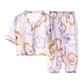 thumbnail image 2 of BOOMNY Toddler Girls 2 Peice Pajamas Sets Graphic Short Sleeve Buttons Sleepwear Tops Pants Pjs Set for Kids Cozy Loungewear Homewear, 2 of 3