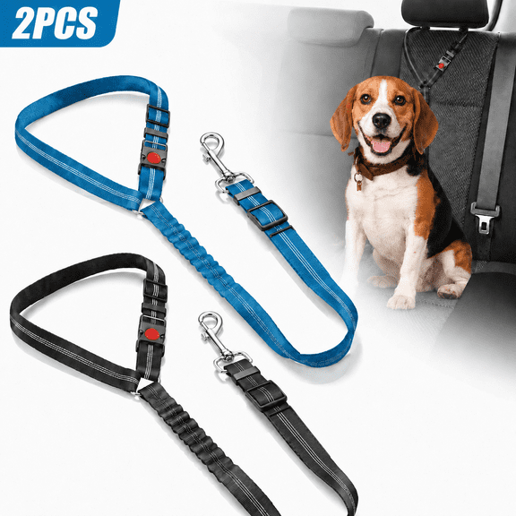 Ustris 2 Pack Dog Car Seat Belts, Adjustable Headrest Restraints with Elastic Bungee Buffer for Pet Car Safety