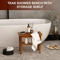 thumbnail image 2 of Teak Shower Bench Stool with Storage Shelf, Waterproof Shower Chair Spa Bath Seat, Shower Stool for Inside Shower, Bathroom Bench Seat for Adults Elderly Seniors for Indoor or Outdoor Use, 2 of 8