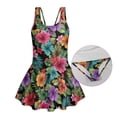 thumbnail image 6 of Uourmeti Girls' Tropical Hibiscus Floral Print Skirted One-Piece Swimsuit - Quick Dry, Stretchy Swim Dress for Beach & Pool Vacations, 6 of 8