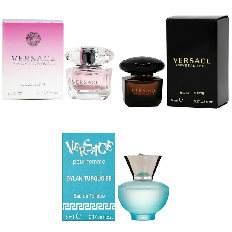 Versace Bright Crystal EDT, Crystal Noir EDT, Dylan Turquoise Femme - 5ml  3PK Kit 