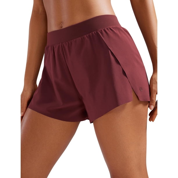 Shorts CRZ YOGA de Cintura Alta con Corte en V y Secado Rápido Merlot M
