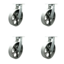 10 Inch Extra Heavy Duty Semi Steel Cast Iron Wheel Swivel Caster Set of 4 SCC