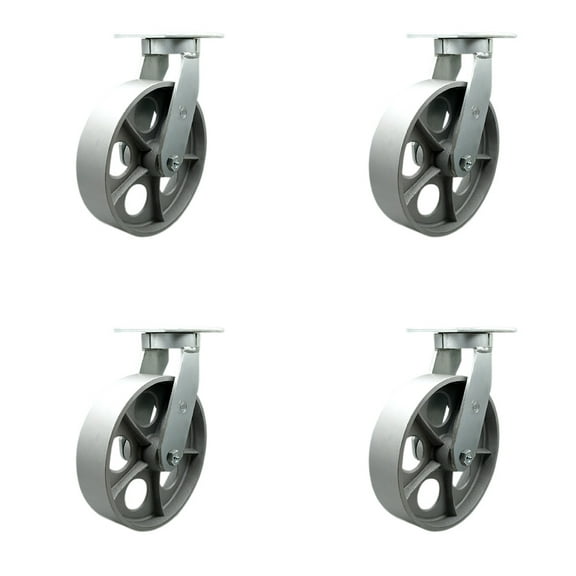 10 Inch Extra Heavy Duty Semi Steel Cast Iron Wheel Swivel Caster Set of 4 SCC