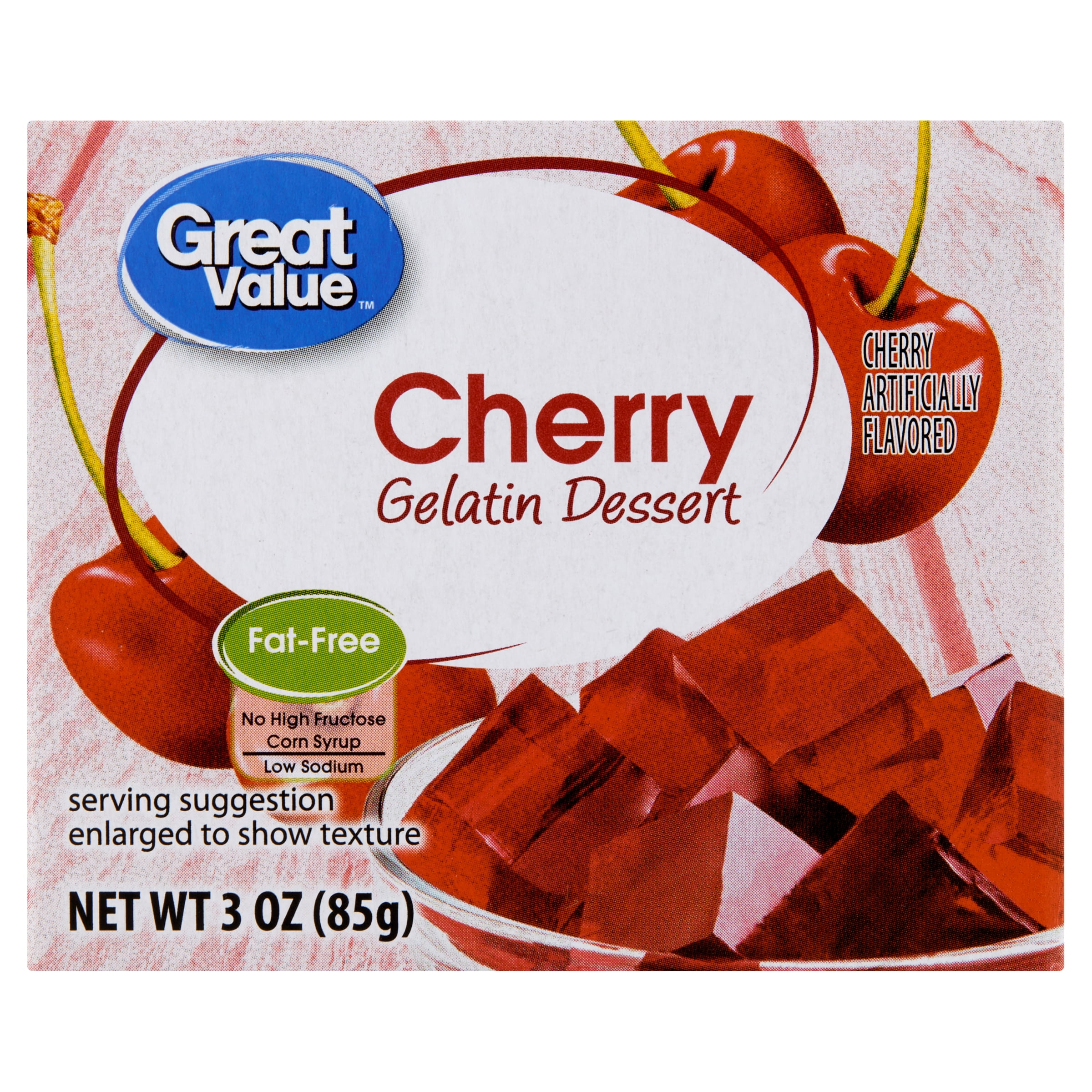 Great Value Cherry Gelatin Dessert, 3 oz
