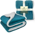 thumbnail image 2 of PAVILIA Plush Sherpa Fleece Throw Blanket Teal Blue | Soft, Warm, Fuzzy Turquoise Throw for Couch Sofa | Solid Reversible Cozy Microfiber Fluffy Blanket, 50x60, 2 of 7