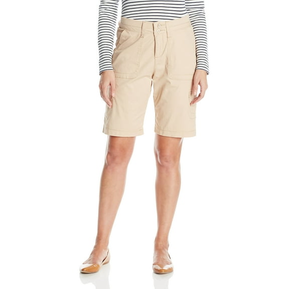 Womens Relaxed-Fit Cargo Pocket Bermuda Shorts 14