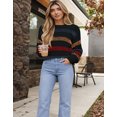 thumbnail image 2 of Cogild Sweaters for Women Striped Crewneck Long Sleeve Knit Pullover Sweater, 2 of 10