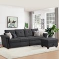 thumbnail image 4 of Pingliang Home 109" Sectional Sofa with Storage Ottoman & Reversible Coffee Table,4 Seat L Shaped Sofa Couch for Living Room,Apartment,Office,Studio,Dark Gray, 4 of 9