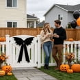 thumbnail image 4 of 2Pcs Large Halloween Bat Bow Decor Gothic Style Giant Black Bows, Halloweens Decor Christmas Tree Topper Bows Decorations for Indoor Room Party Hanging, 4 of 5