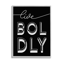 Stupell Industries Live Boldly Text Unique Pop Typography Black White Gray Framed by Daphne Polselli