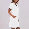 thumbnail image 6 of JGGSPWM Women's Solid Dresses Short Sleeve V Neck Casual Summer Breathable Comfy Mini Shirt Dress with Pockets White XXL, 6 of 9